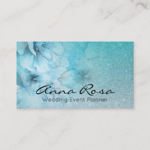 *~* Blommigt Vattenfärgturkos Glitter Celestial Visitkort