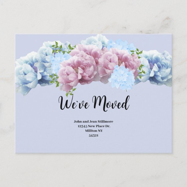 Blommigt Vi Flyttat vykort (Framsida)