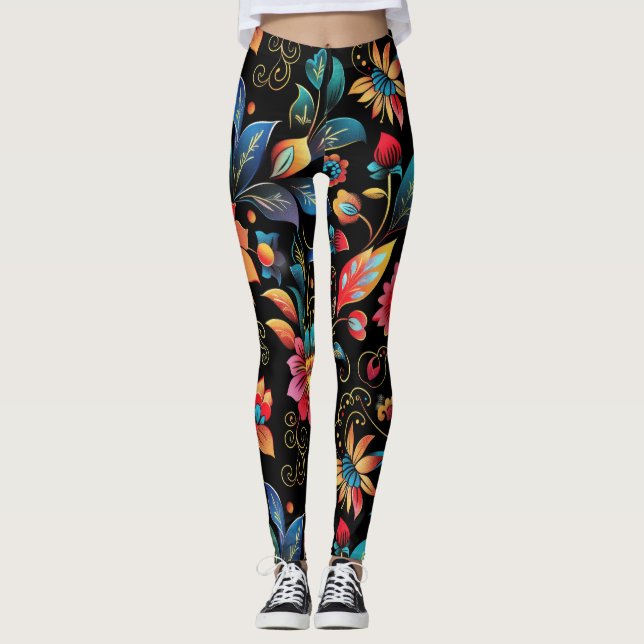 Blommigt Vibrant Leggings (Framsida)