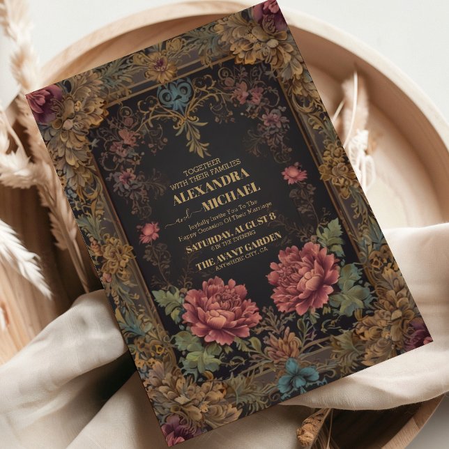 Blommigt Victorian Gothic Bröllop Inbjudningar (Skapare uppladdad)