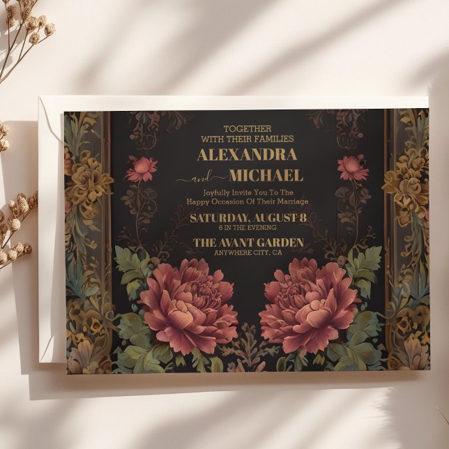 Blommigt Victorian Gothic Bröllop Inbjudningar (Skapare uppladdad)