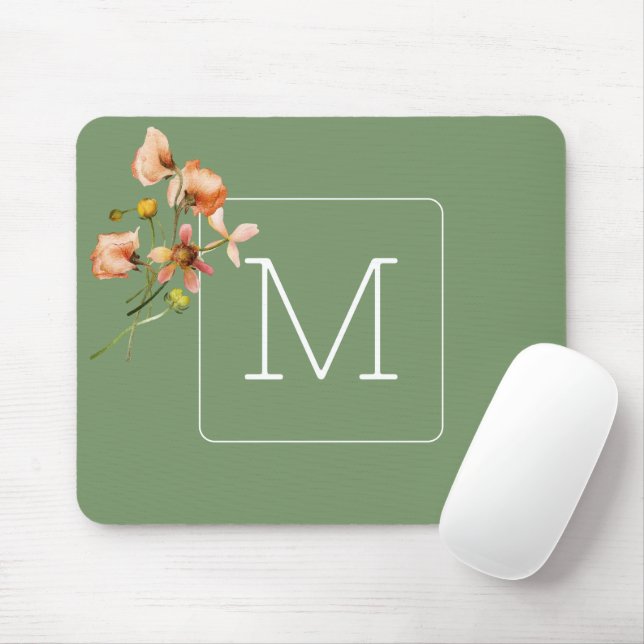 Blommigt vid första Söten med Elegant för grönt Musmatta (Med mus)