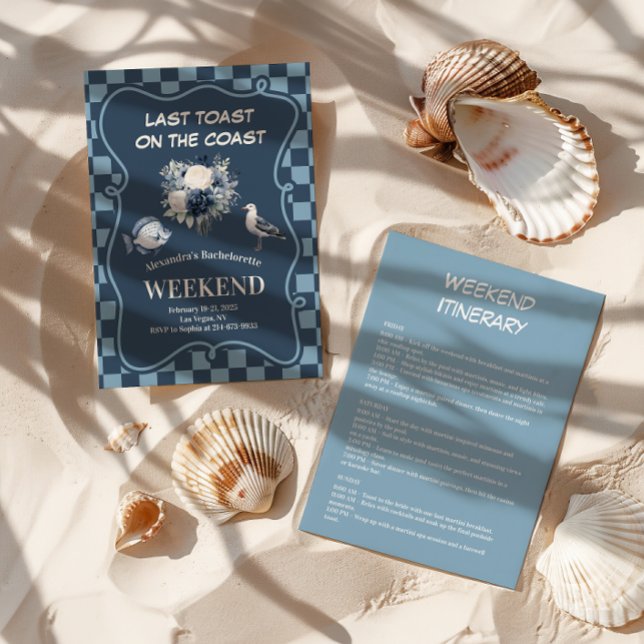 Blommigt vid kusten och kontrollerad Sea Bachelore Inbjudningar (Skapare uppladdad)