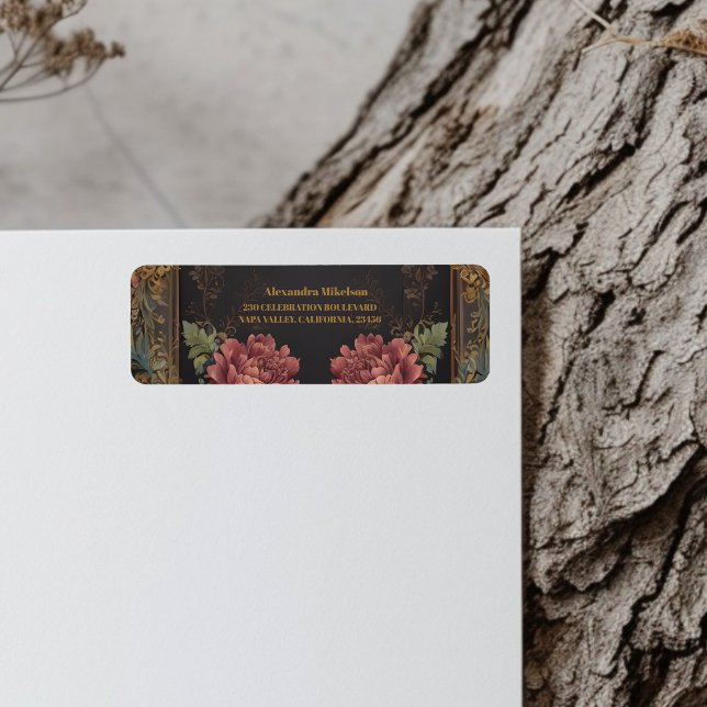 Blommigt Viktorian Gothic Möhippa Returadress Etikett (Skapare uppladdad)