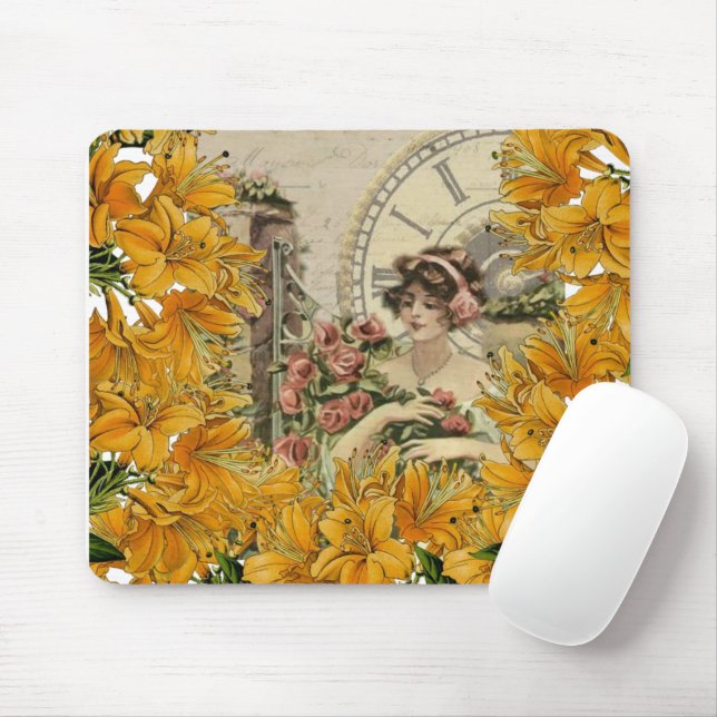 Blommigt Viktorian Woman Mouse Pad! Muspets Musmatta (Med mus)