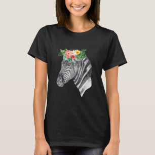 Blommigt Vild Zebra Head Animal Spirit Costume Wil T Shirt