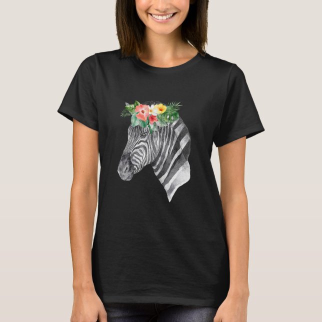 Blommigt Vild Zebra Head Animal Spirit Costume Wil T Shirt (Framsida)