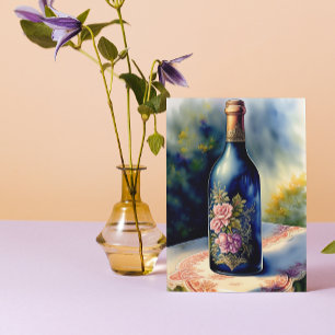 Blommigt Vin Flaska ännu Life Digital Art Kort