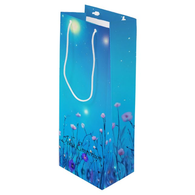 Blommigt Vin Gift Bag (Framsidan Vinklad)