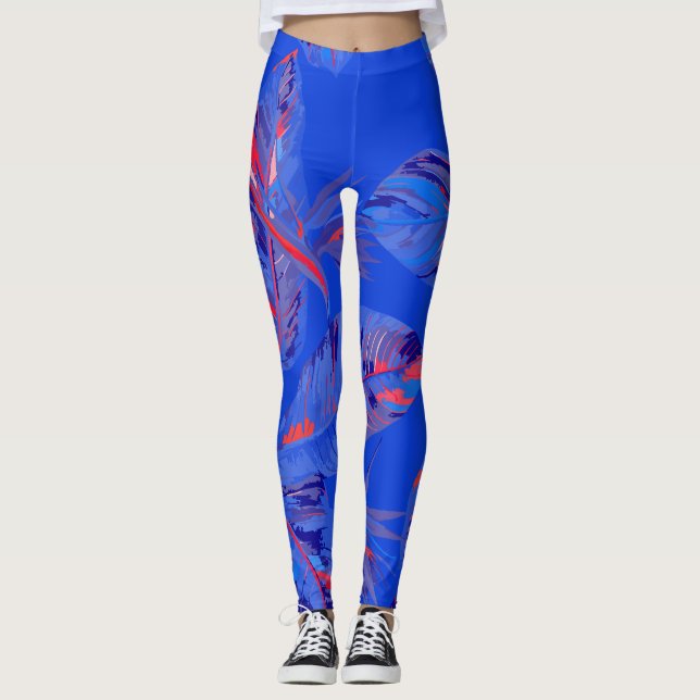 Blommigt Vine Maracuja Grönt Tropical Fruit Mörk Leggings (Framsida)
