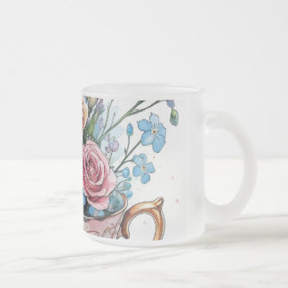 Blommigt Vine Mönster - Mjuk vattenfärgssolskyddsb Frostad Glasmugg
