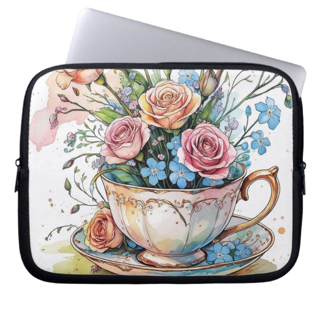 Blommigt Vine Mönster - Watercolor Boho acrylic ar Laptop Fodral (Framsidan)