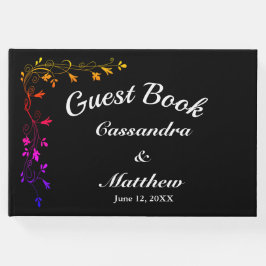 Blommigt Vines in Neon Black Background Guest Bok