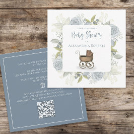 Blommigt Vintage Carriage QR Code Gift Registry Cu Inbjudningar