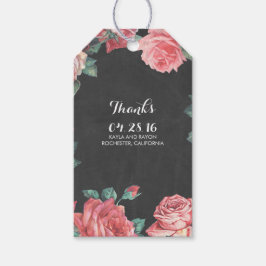 blommigt vintage chalkboard bröllop presentetikett