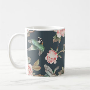 Blommigt Vintage Chinoiserie Rosa Decoupage-vävnad Kaffemugg