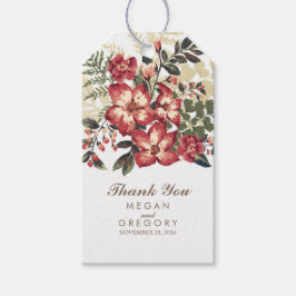 blommigt vintage fall burgundi bröllop presentetikett