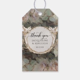 Blommigt Vintage Mint Ro Guld Tack Bröllop G Presentetikett