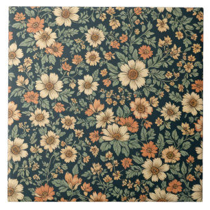 Blommigt vintage mönster kakelplatta