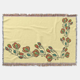 Blommigt Vintage Mönster Throw Blanket - Boho Filt