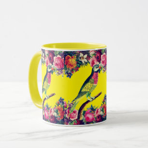Blommigt Vintage Parrot Mugg