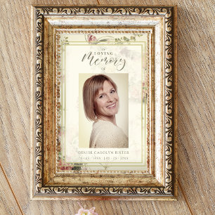 Blommigt Vintage Romantic Memorial Funeral Poster