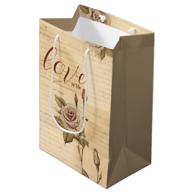 Blommigt Vintage Romantik Gift Bag (Framsidan Vinklad)