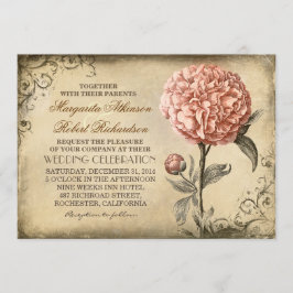 Blommigt Vintage - Rosa inbjudningar till bröllops