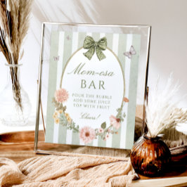 Blommigt Vintage Sage Grönt Baby Shower Mamma-osa Poster