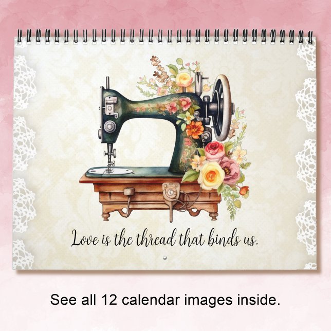 Blommigt Vintage Sewing Maskin Kalender (Skapare uppladdad)