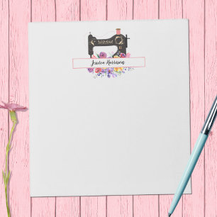 Blommigt Vintage Sewing Maskin Personlig Anteckningsblock