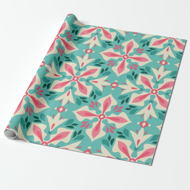 Blommigt vintage sömlös mönster presentpapper (Utrullad)