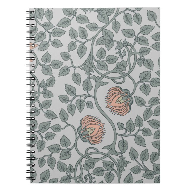 Blommigt vintage sömlös mönster, tapet anteckningsbok (Framsidan)