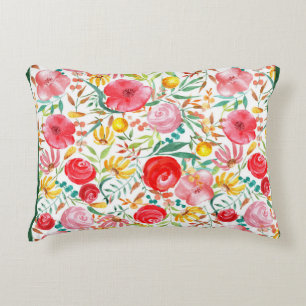 Blommigt Vintage Stil Flowers och ängsgräs Prydnadskudde