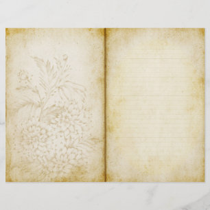 Blommigt Vintage Stil Journal Skrapbok Papper