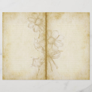 Blommigt Vintage Stil Journal Skrapbok Papper