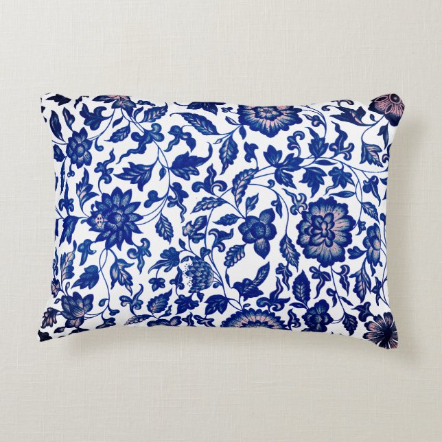 Blommigt Vintage Stil Prydnadskudde (Baksidan)