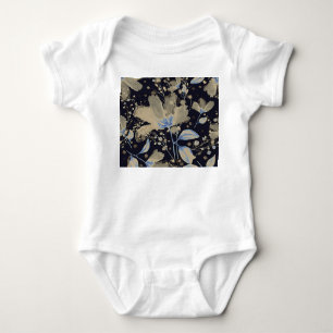 Blommigt Vintage Vattenfärg: Svart bakgrund T Shirt
