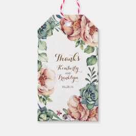 blommigt vintage vattenfärgsfall elfenben bröllop presentetikett