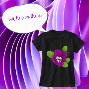 Blommigt Viola Lila Wildblomme Blommar Huge Flower T Shirt