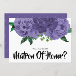 Blommigt Violet Lila är min Matron of Honor Card Inbjudningar