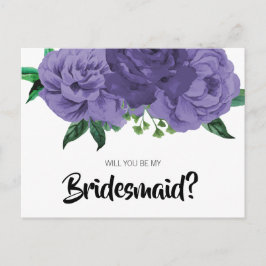 Blommigt Violet Lila blir mitt Bridesmaid-vykort Inbjudan Vykort