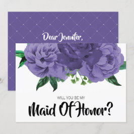Blommigt Violet Lila blir mitt Maid of honor-kort Inbjudningar