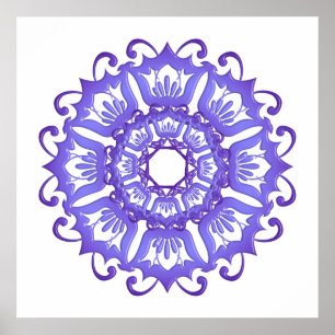 Blommigt violet mandala. poster