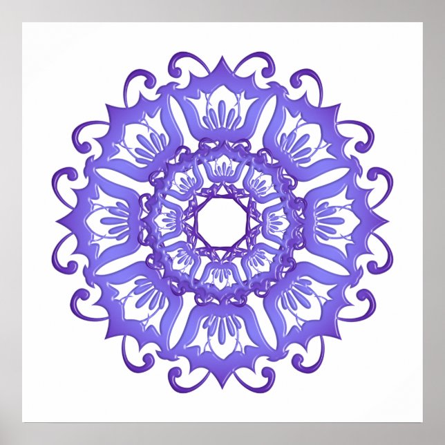 Blommigt violet mandala. poster (Framsidan)