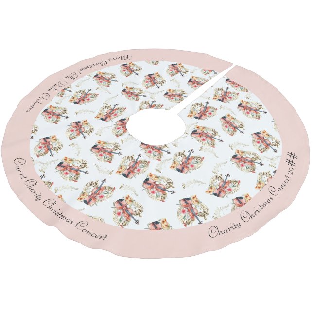 Blommigt Violins Guld Musik noter Helgdag jul Julgransmatta Borstad Polyester (Vinklad)