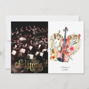 Blommigt Violins Music jul Photo Helgdag Card Julkort