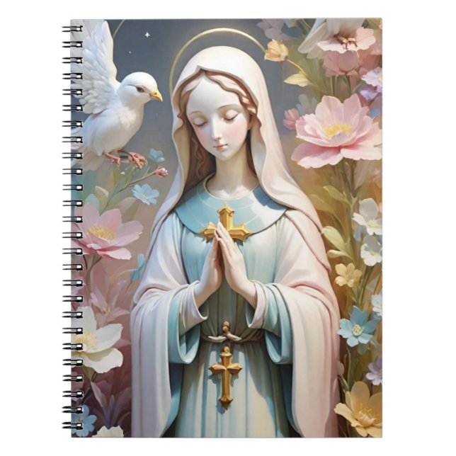 Blommigt Virgin Mary - bärbar dator Anteckningsbok (Framsidan)