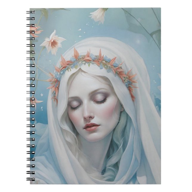 Blommigt Virgin Mary - bärbar dator Anteckningsbok (Framsidan)