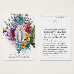 Blommigt Virgin Mary Blommigt Funeral Prayer Card Visitkort